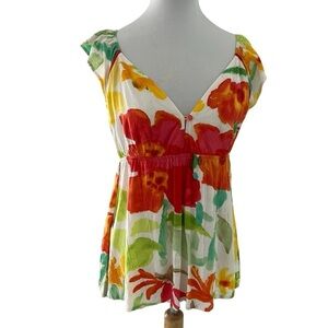 Jams World Hawaii Colorful Floral Top M